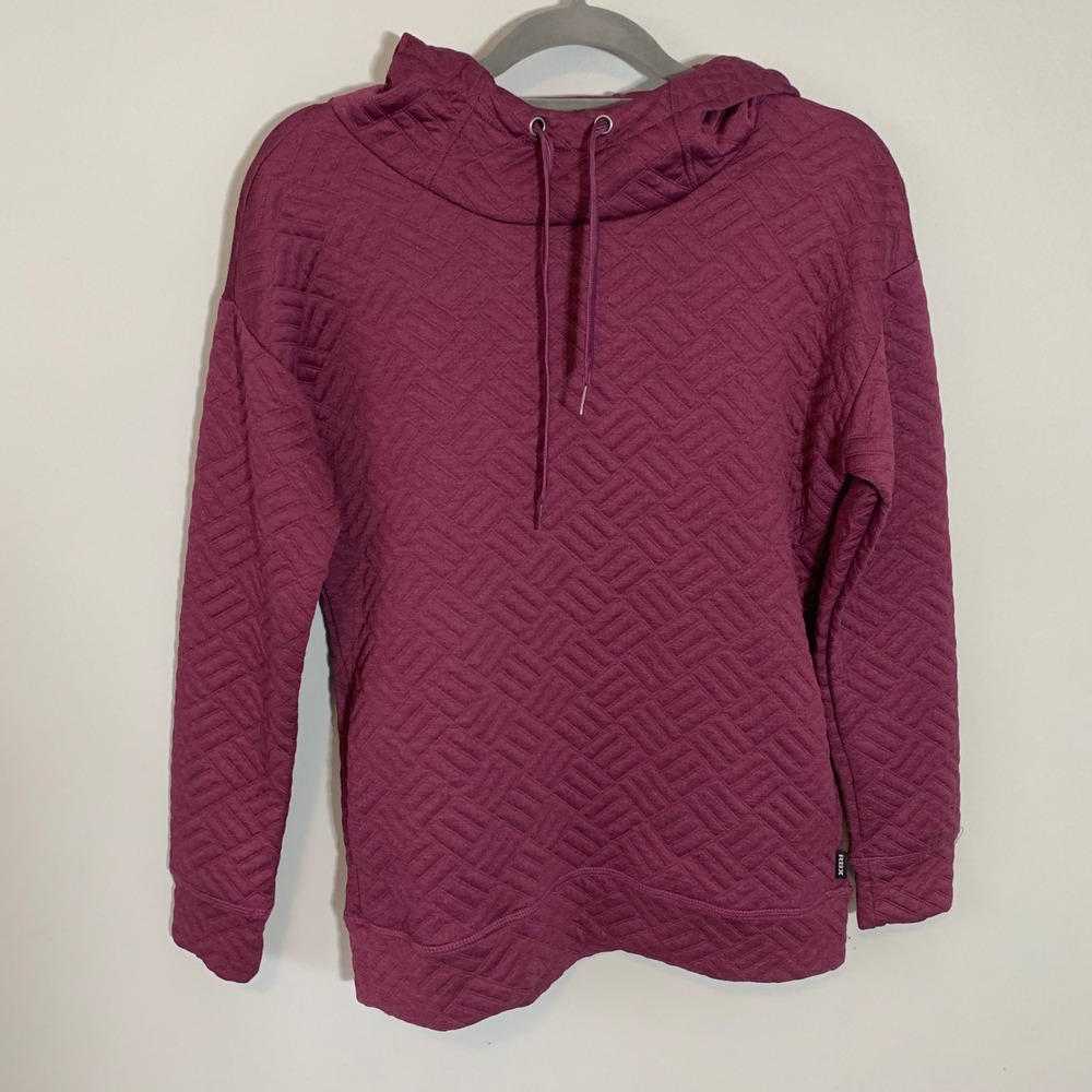 RBX Quilted Hoodie Burgundy Long Sleeve‎ Cowl Neck Athletic Casual Women